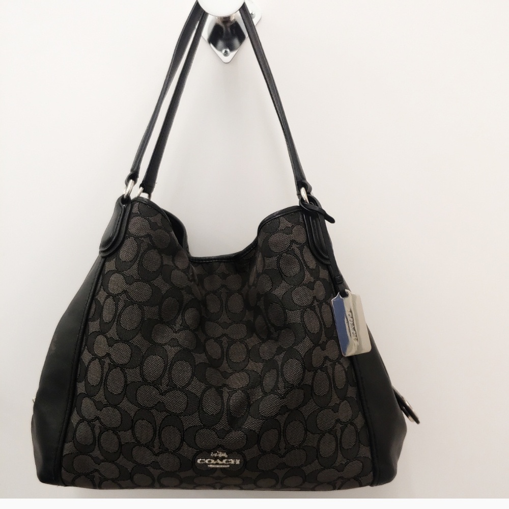 Coach black classic triple entry tote